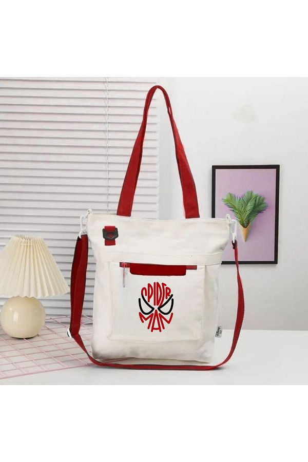 Touz Moda-Spider Web Patterned Canvas Messenger Bag 1