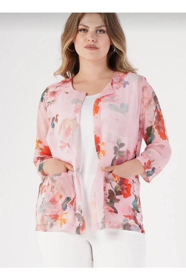 Long chiffon jacket plus size hotsell