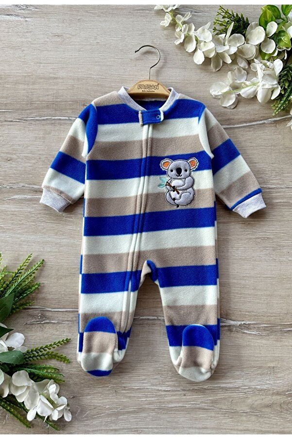 PATSAN Kışlık Mevsimlik Polar Bebek Fermuarlı Patikli Tulum Koala