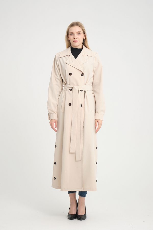 Soydan Guner Full Length Cream Trench Coat Summer Unlined Cream 137 Cm 3800 Trendyol