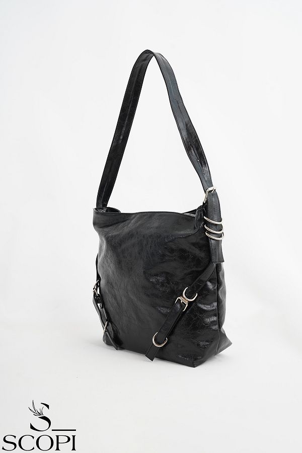 SCOPİ-Black Voyo Boyfriend Leather Shoulder Bag - Casual Belt, Medium 1