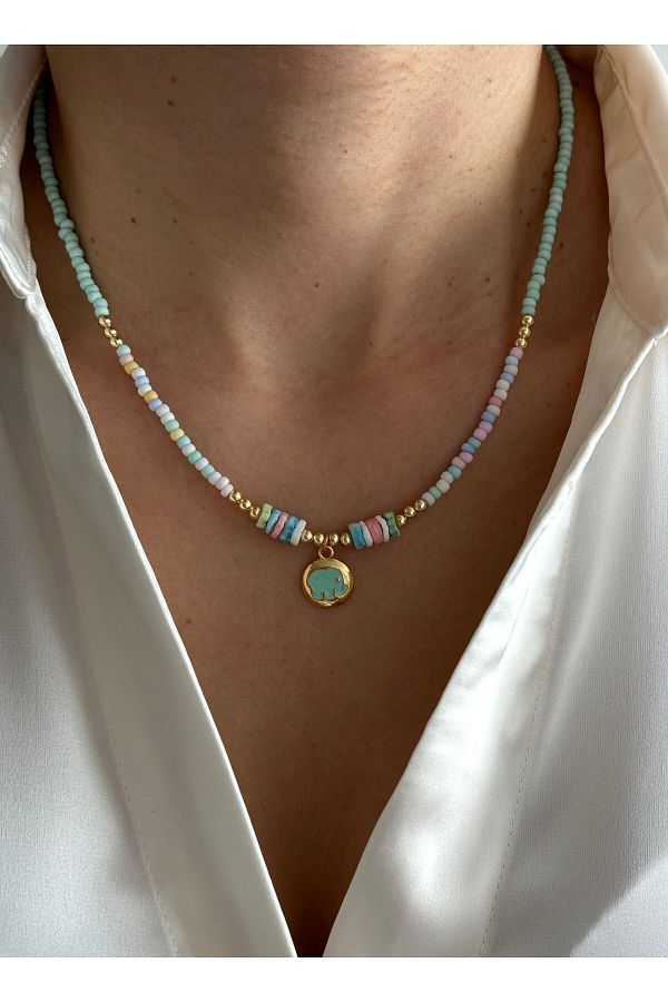 Glass elephant necklace discount