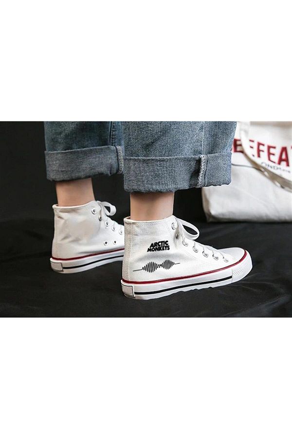Touz Moda Rock Series Arctic Monkeys Printed White Canvas Shoes Trendyol