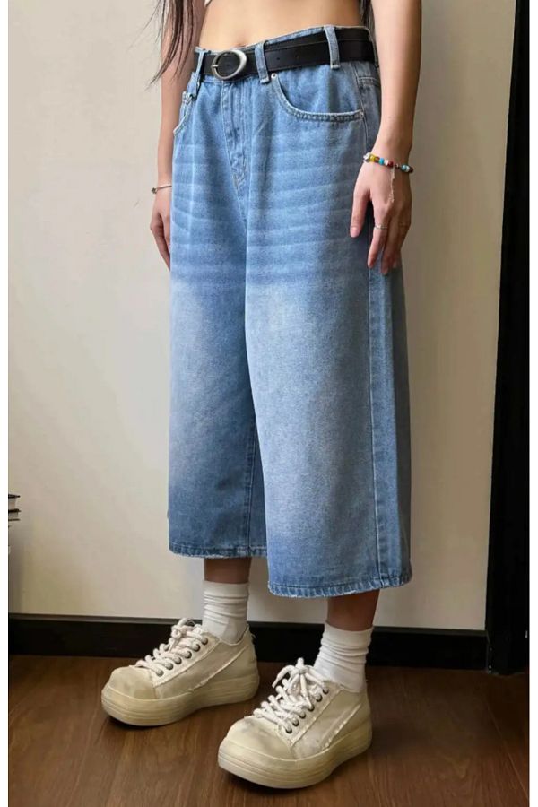 Wide leg denim capris top