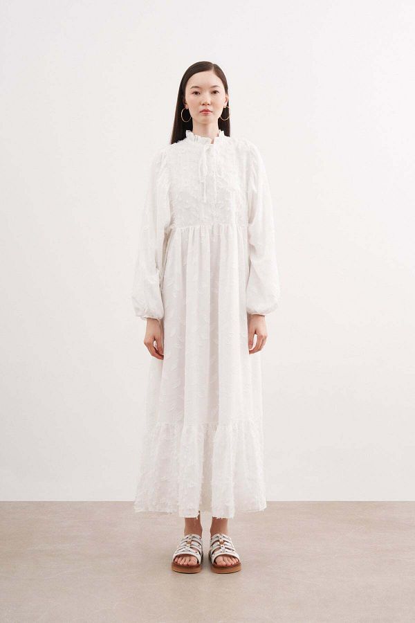 FUSHYA-Design de rochie din șifon cu pene 1
