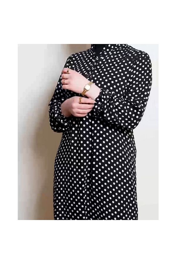 HESNA-8203 Model Viscose Polka Dot Hijab Dress 1