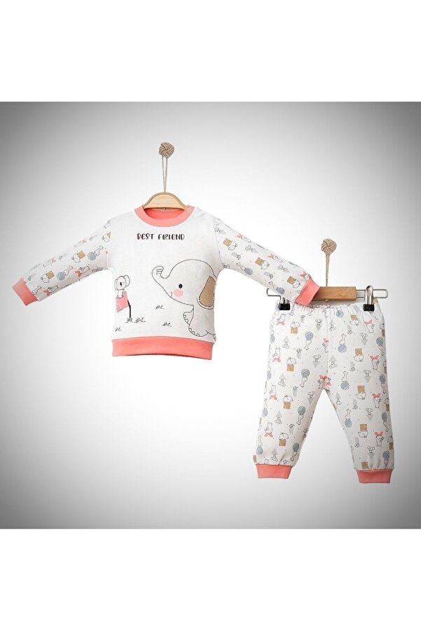 Gümüş Bebe Fil Desenli Pijama Takımı