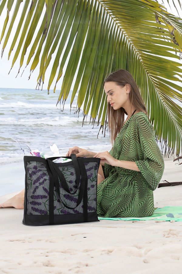 ELEPHANT CANTA Black Lightweight Beach Bag with Pockets 6 Pockets Durable Fast Drying Large Internal Volume Trendyol