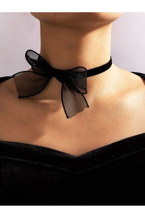 Tak Concept Black Suede Choker with Bow Women s Necklace Trendyol