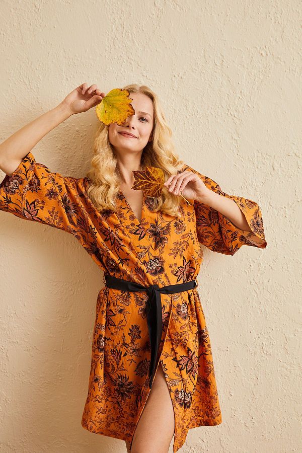 ENNA MODA New Season 100 Viscose Woven Fabric Premium Kimono Dressing Gown Organic Kimono Robe Dowry Dressing Gown Trendyol