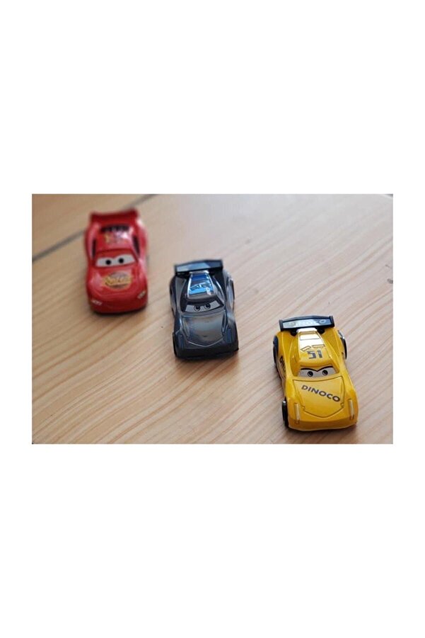 Can Ali Toys Özel 3 Lü Set Cars Şimşek Mcqueen Jackson Storm Dinoco Metal Çek Bırak Araba