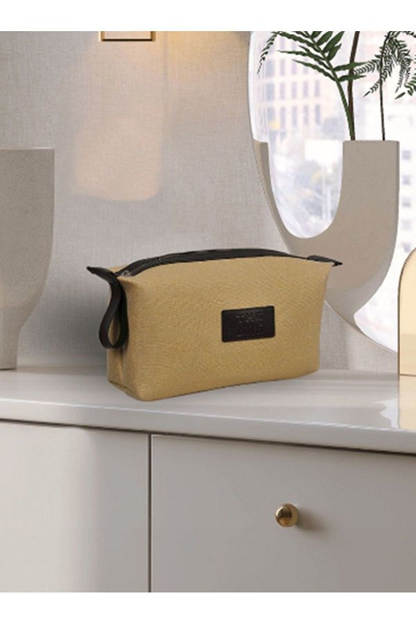 Boldy Suede Straw Makeup Bag for Travel and Personal Care Trendyol
