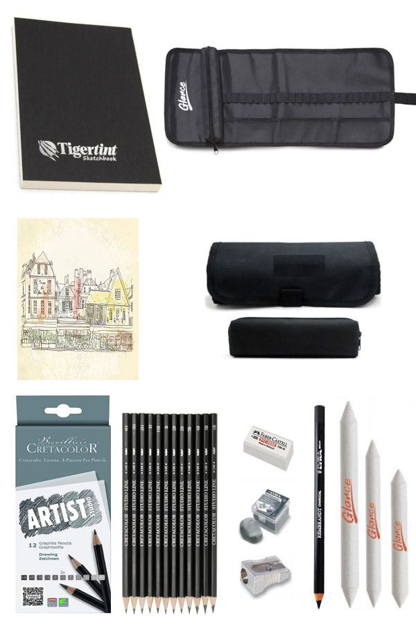 GLANCE-Tigertint Sketchbook - 100g A5 80 YP Cretacolor Sketch Pen and Drawing Set 12 Pieces 1