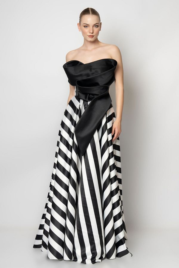 Striped satin dress hot sale