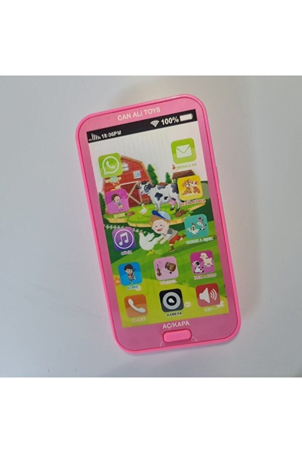Can Ali Toys Oyuncak Telefon Sesli Işıklı Müzikli Oyuncak Çocuk Telefonu Pembe