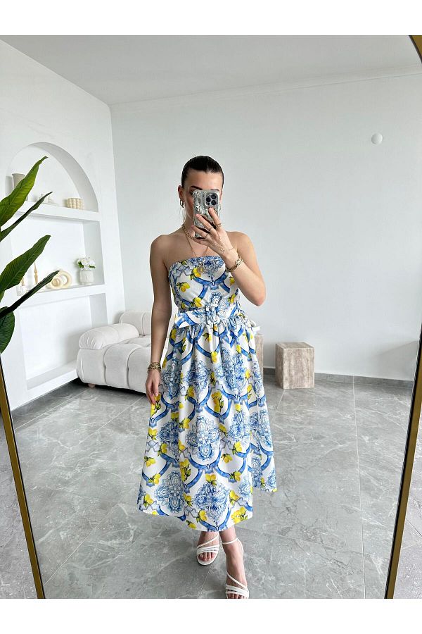 Strapless belted dress hotsell