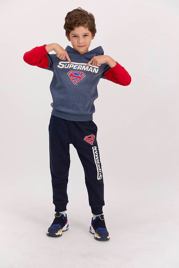 Superman-Boy's Hooded Tracksuit Set - Licensed Navy Blue 1