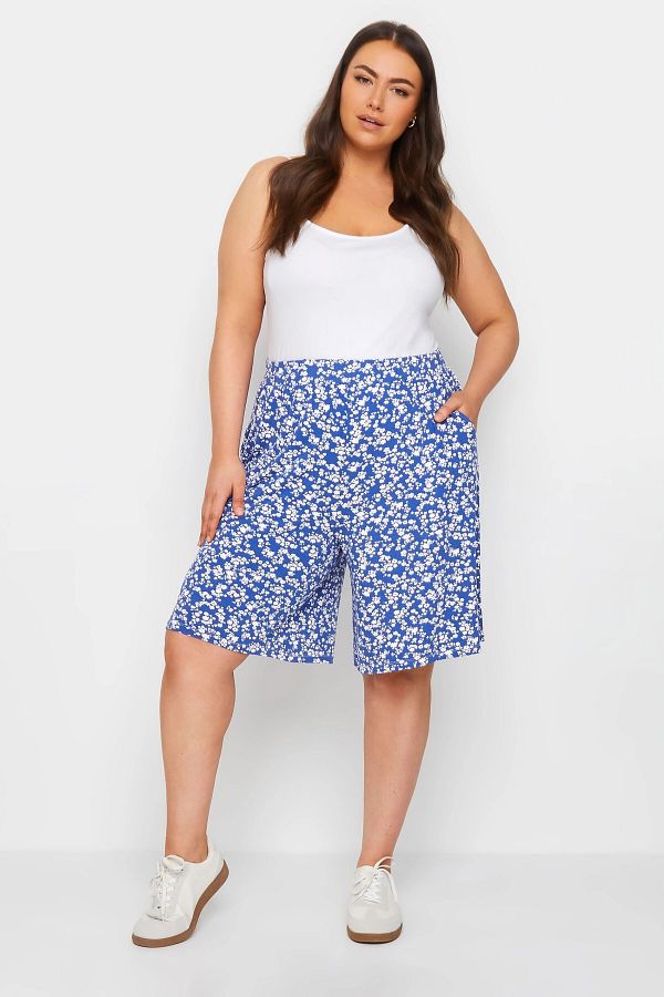 Stil Diva-Patterned Lycra Loose Cut Large Size Shorts - Elastic Waist145104 1