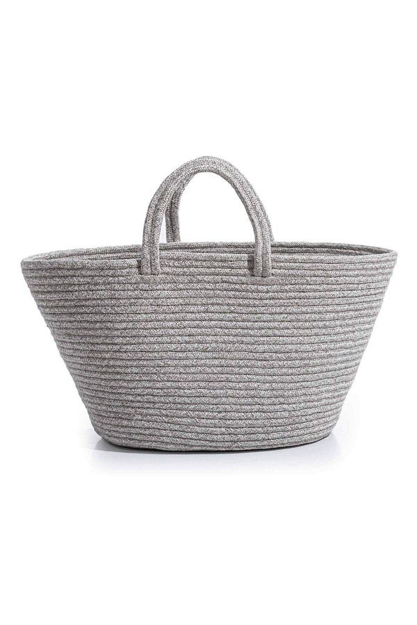 Koza Home Cesta Handmade Cotton Gray Straw Bag Beach Casual Decorative Bag 26x57cm Trendyol
