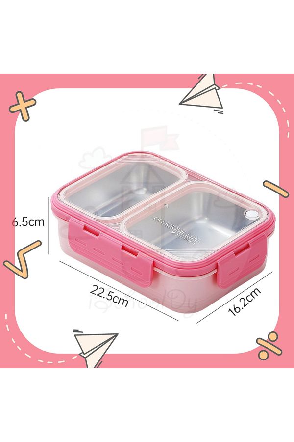 Vagonlife-700 ML New Generation Metal Lunch Box with Spoon - Single Layer, Two Compartments, Lunch Box 1