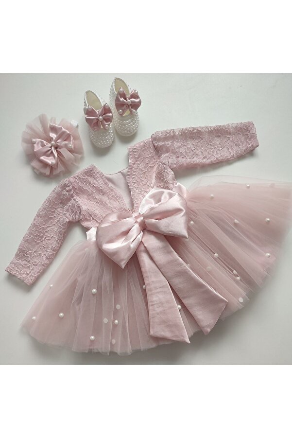 GOLD TEKSTİL Kız Bebek Pudra Tüllü Mevlit,doğum Günü ,düğün, Bayram Ve Özel Gün Takımı.