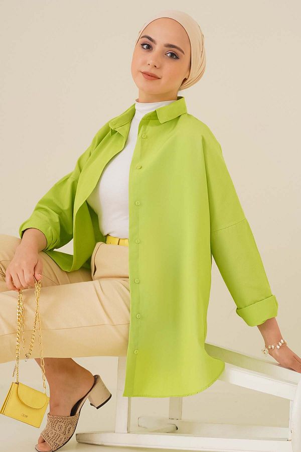 Bigdart-103901 Oversize Basic Hijab πουκάμισο - Πράσινο 1