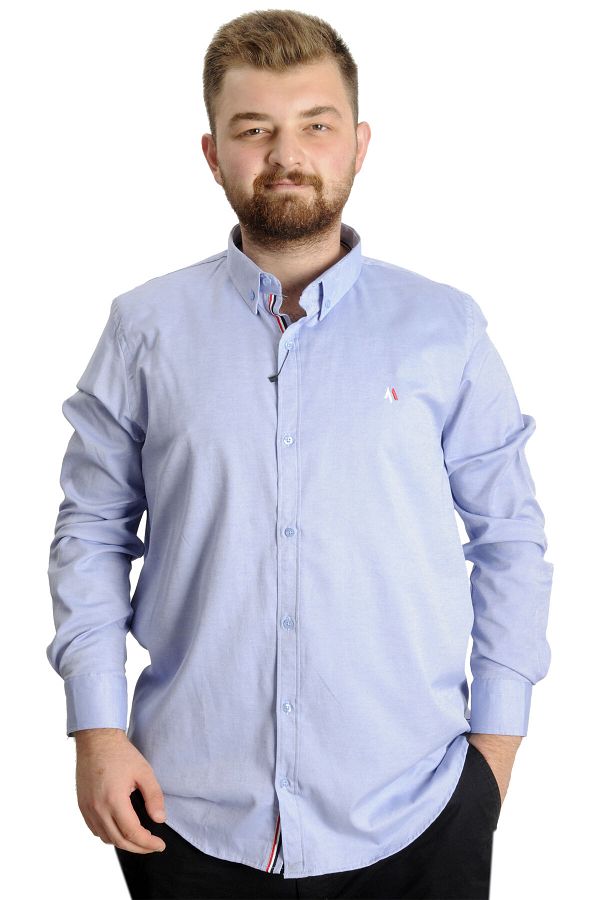 ModeXL-Cămașă pentru bărbați de mărime mare - Tom Oxford 23303 Albastru, mânecă SUA 1