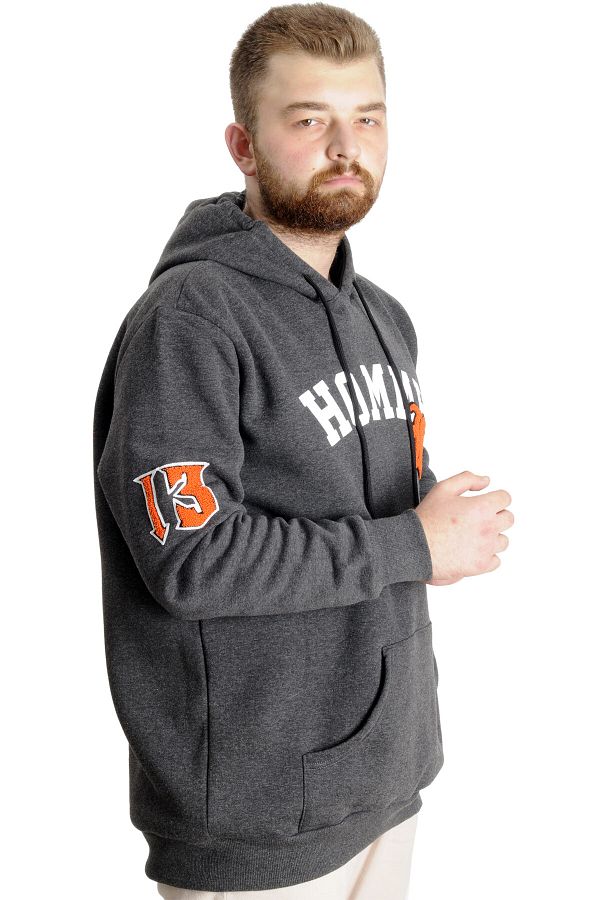 Modexl Men s Sweat Hooded Kangaroo Pocket Homme 23526 Large Size Anthracite Trendyol