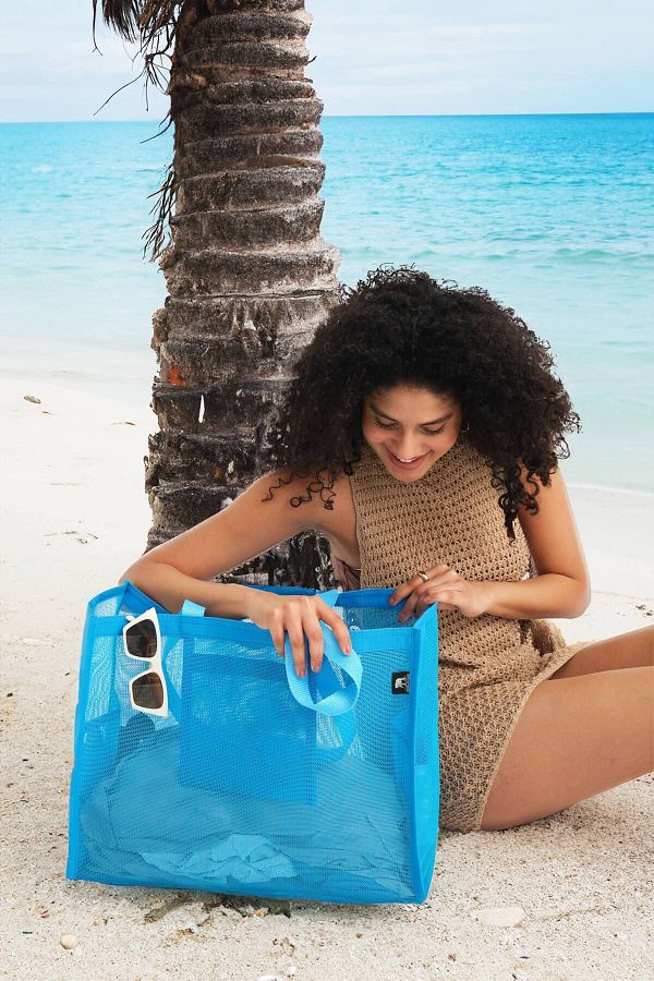 ELEPHANT CANTA Women s Beach Bag Large Size 39X50Cm Sky Blue Beach Bag with 1 Zipper and 2 Zipperless Pocket Compartments Trendyol