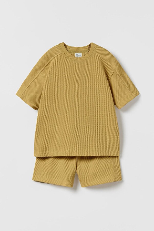 hepbaby Hardal, Waffle Dokulu Şortlu Çocuk Takım Hb23990