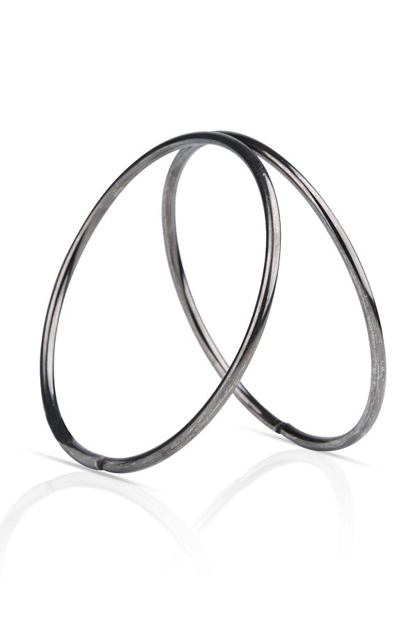 SENSY-Black Metal Round Ring Bag with Handle - 11 Cm 1