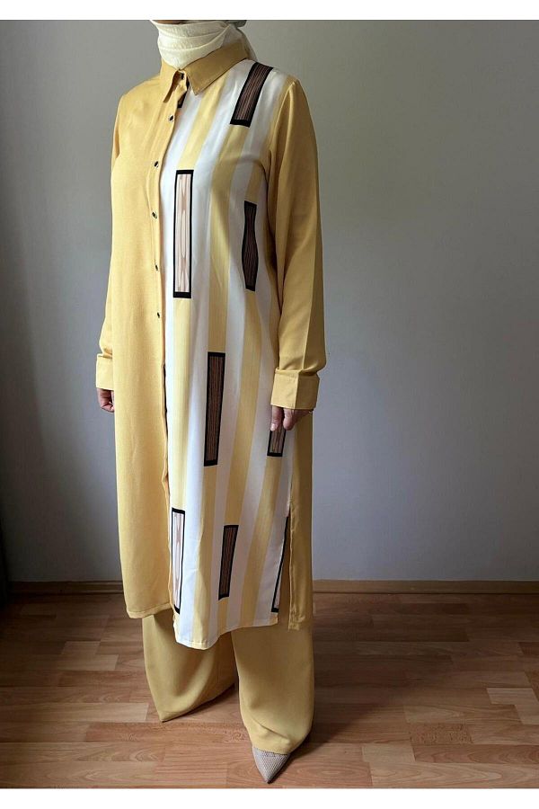 Morana-Hijab Pants and Shirt Set - Patterned Bottom-Top Set 1