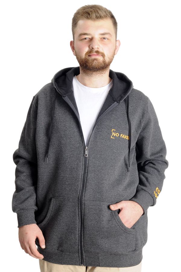 Modexl Men s Sweat Hoodie Plus Size Mode XL No Fakers 23545 Antramelange Trendyol