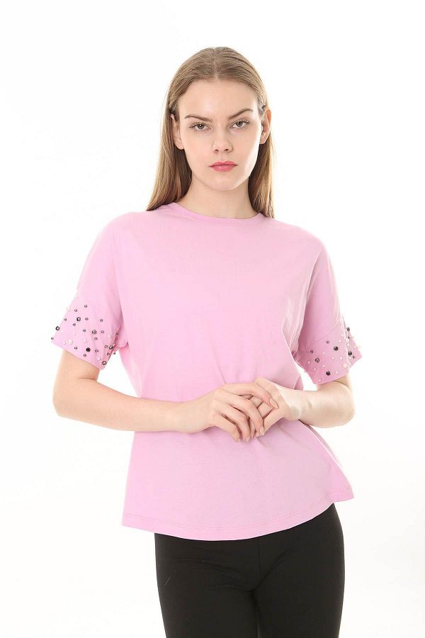 LİVE SPORT-Tricou de damă cu mâneci fluide și perle 1