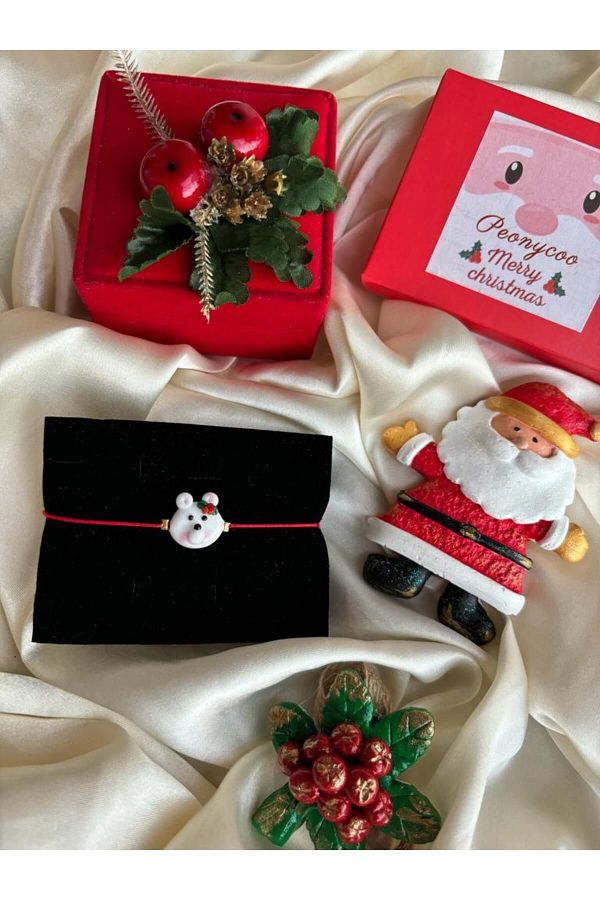 PEONY - peonyofficiall-New Year Polar Bear Coquina Flower Glass Murano Bracelet Red String New Year Themed Bracelet 1