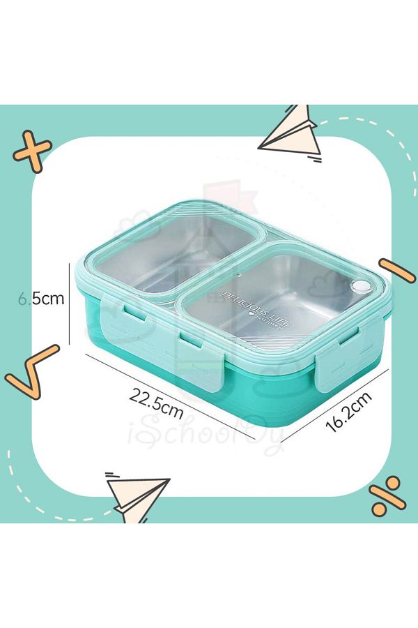 Vagonlife-700 ML New Generation Metal Lunch Box with Spoon - Single Layer, Two Compartments, Lunch Box 1