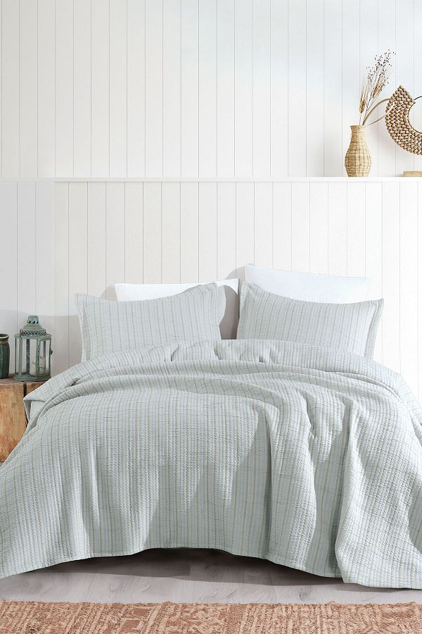 Elart-Double Stripe Bedspread - Sage 1
