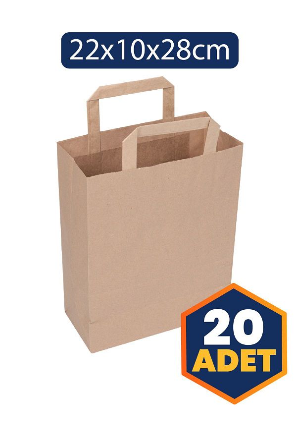 Model Ambalaj-Paper Bag Inside Handle Unprinted IMK Kraft 70 gr 22x10x28 cm - 20 pieces 1