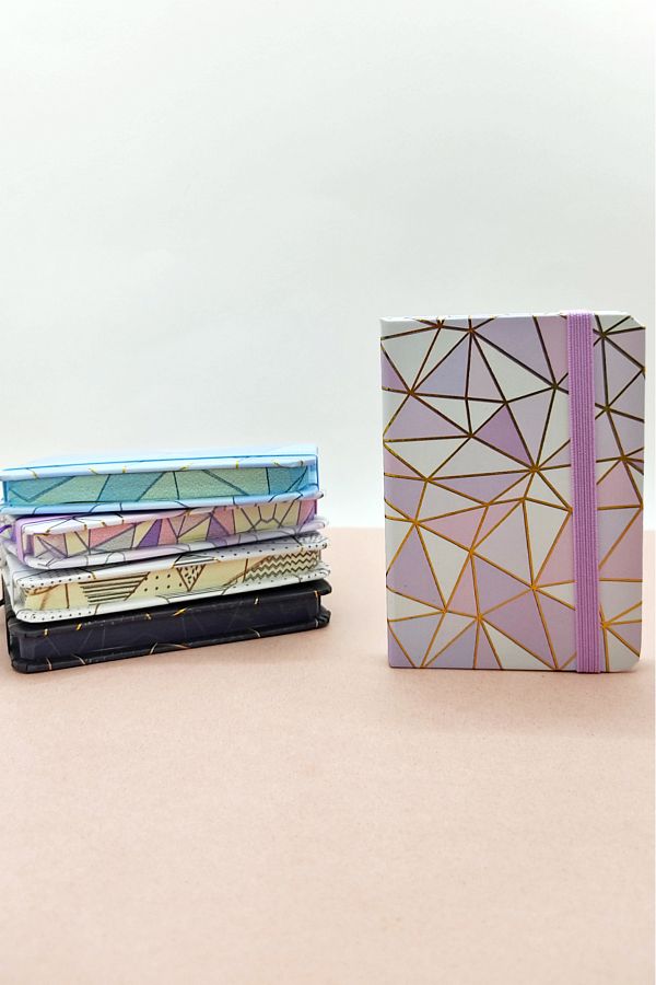 Limmy-Lilac A7 Notebook - Geometric Patterned and Elastic Pocket 1