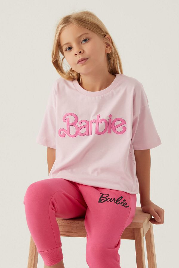 Barbie Short Powder Pink Girl s T Shirt Trendyol