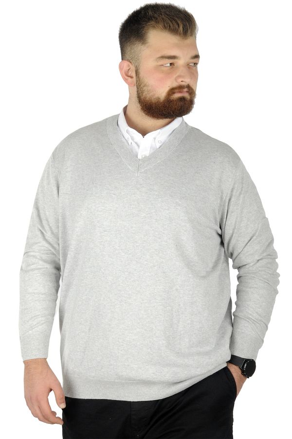 ModeXL-Пуловер Mode XL Plus Size с V-образно деколте 22206 Сив 1
