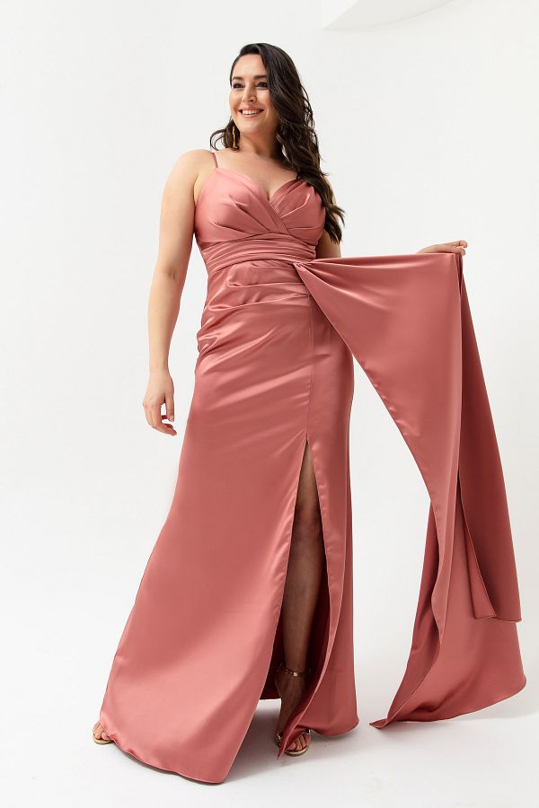 Salmon pink dress plus size outlet