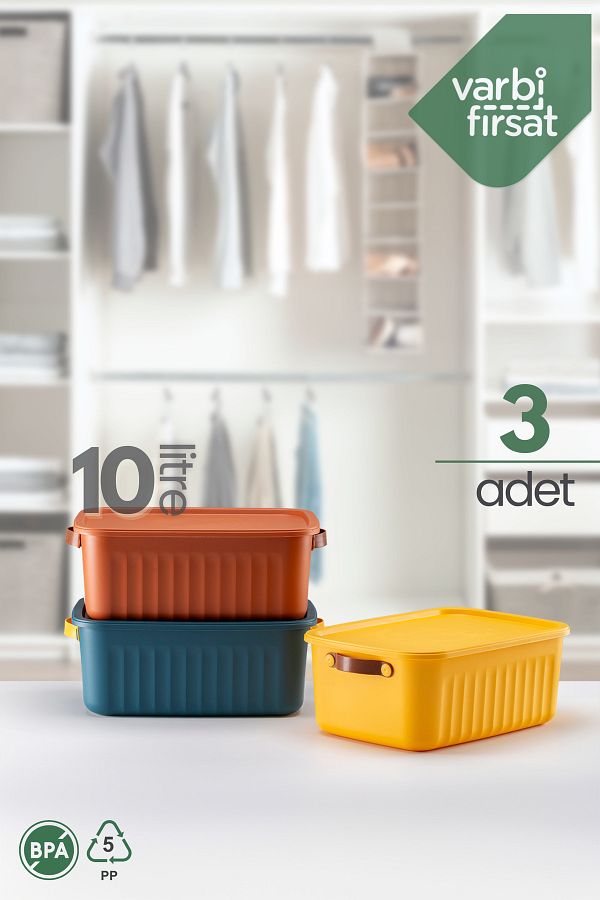 Varbifırsat-Boxify Mix 10 Lt - 3 Pieces Organizer Box with Lid, Decorative Storage Organizer 1