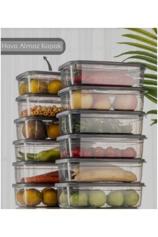 Lonavizyon-12 Pieces of Food and Airtight Storage Container Set - Shallow Leak Proof 1