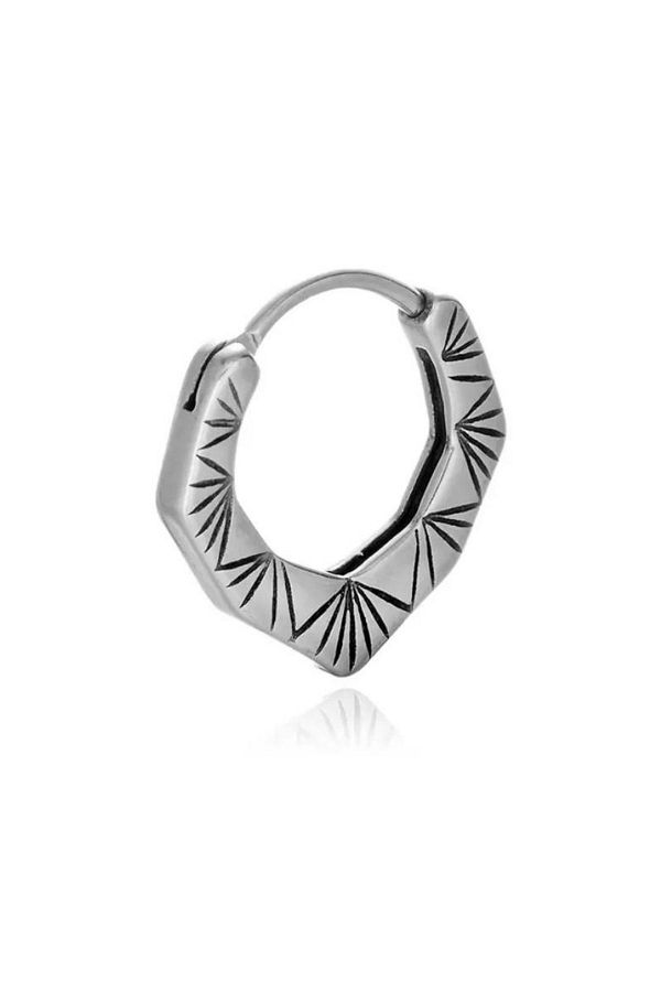 Jaida Moda-Unisex Gothic Steel Hoop Earrings with Silver Viking Motif 1