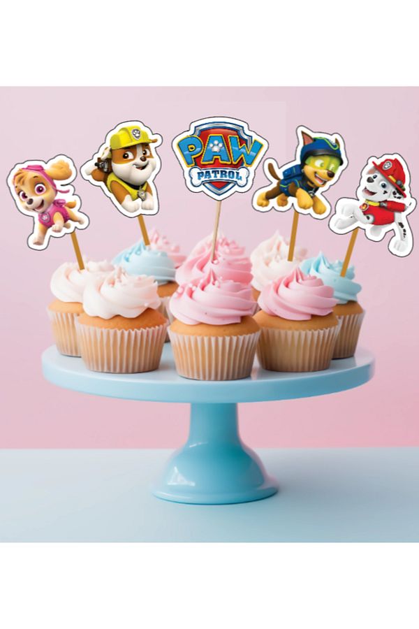 Hiras Dizayn-15 Pieces Paw Patrol Cupcake - Birthday Ornament Cake, 6-7cm Cupcake Cake Decoration 1