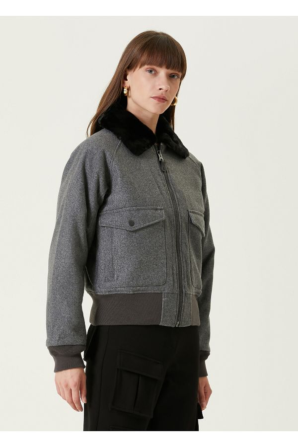 Alpha Industries Size M Smoked Collar Wool Jacket Trendyol