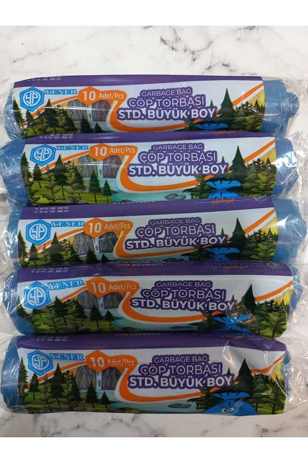 Yener-Garbage Bag Large Size Blue 5 Pieces*10 Rolls 1