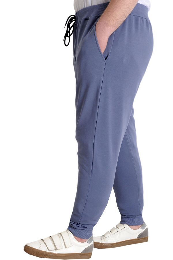 Modexl Mode XL Large Size Sweatpants Mid Calf 20507 Blue Trendyol