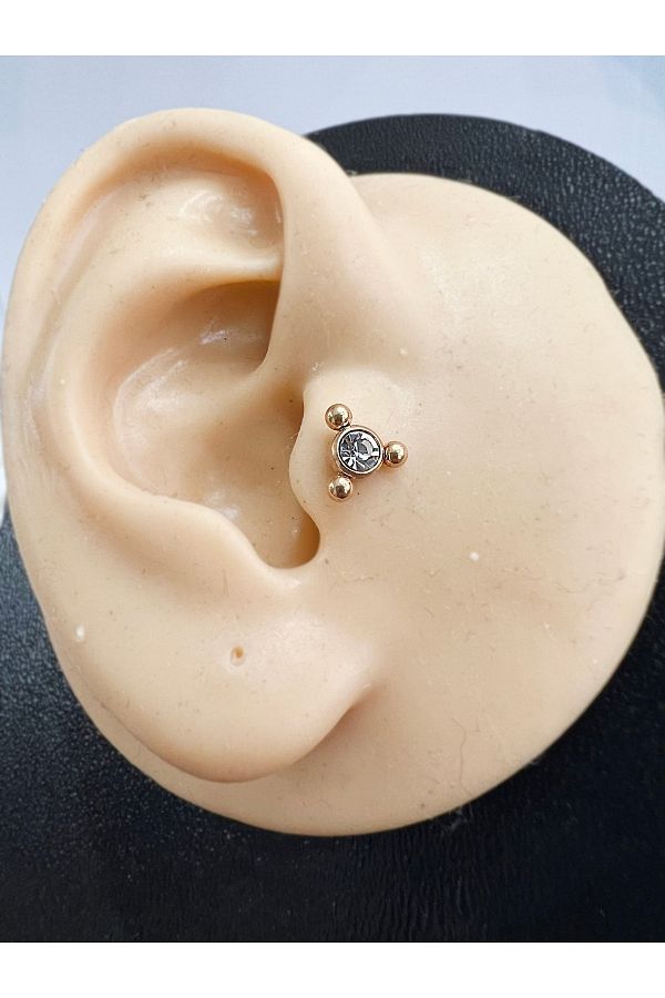 Kar nca Piercing Elegant High Quality Gold Color Ear Helix Jewelled Tragus Piercing Ant Tattoo Trendyol